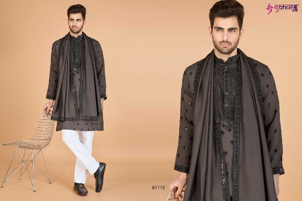 Shubhvastra Raj Vastra Wholesale Embroidered Mens Kurta With Dupatta