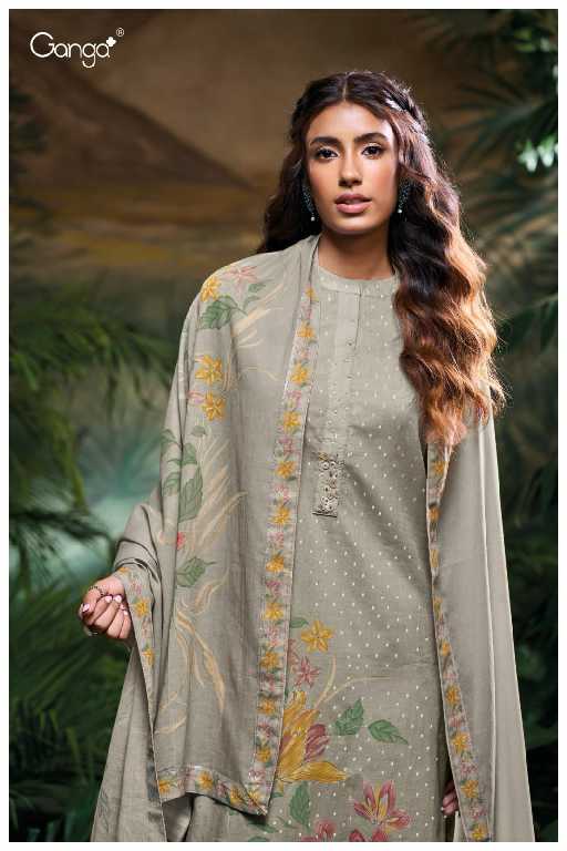 Ganga Kasia S3309 Wholesale Cotton Jacquard With Work Salwar Suits