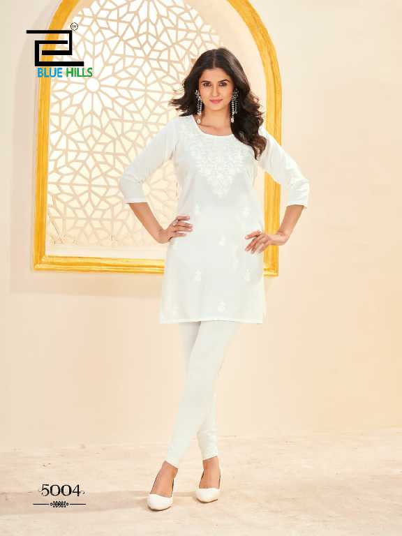 Blue Hills Amelia Vol-5 Wholesale 14kg Reyon Lucknowi Work Short Tops
