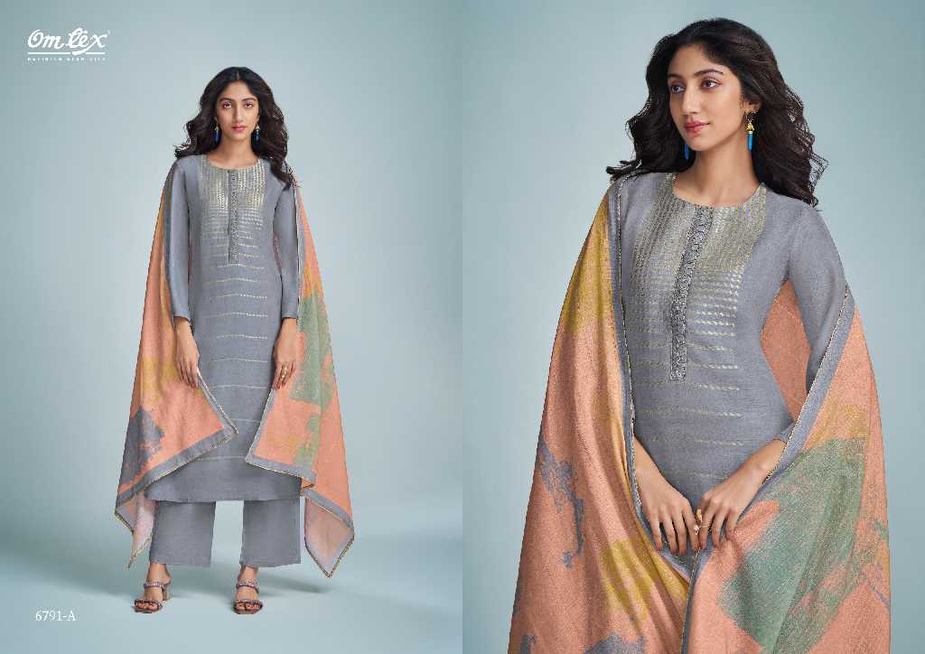 Omtex Grebe Wholesale Pure Linen Jacquard With Work Salwar Suits