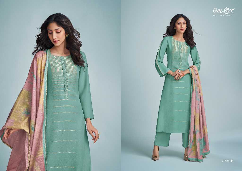 Omtex Grebe Wholesale Pure Linen Jacquard With Work Salwar Suits