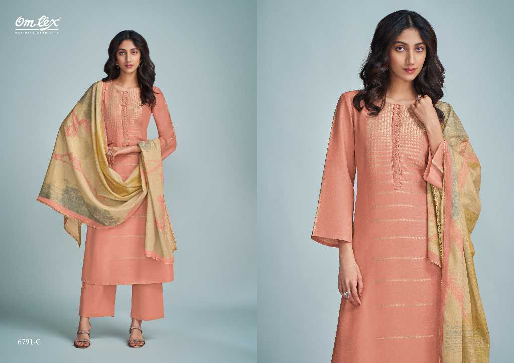 Omtex Grebe Wholesale Pure Linen Jacquard With Work Salwar Suits