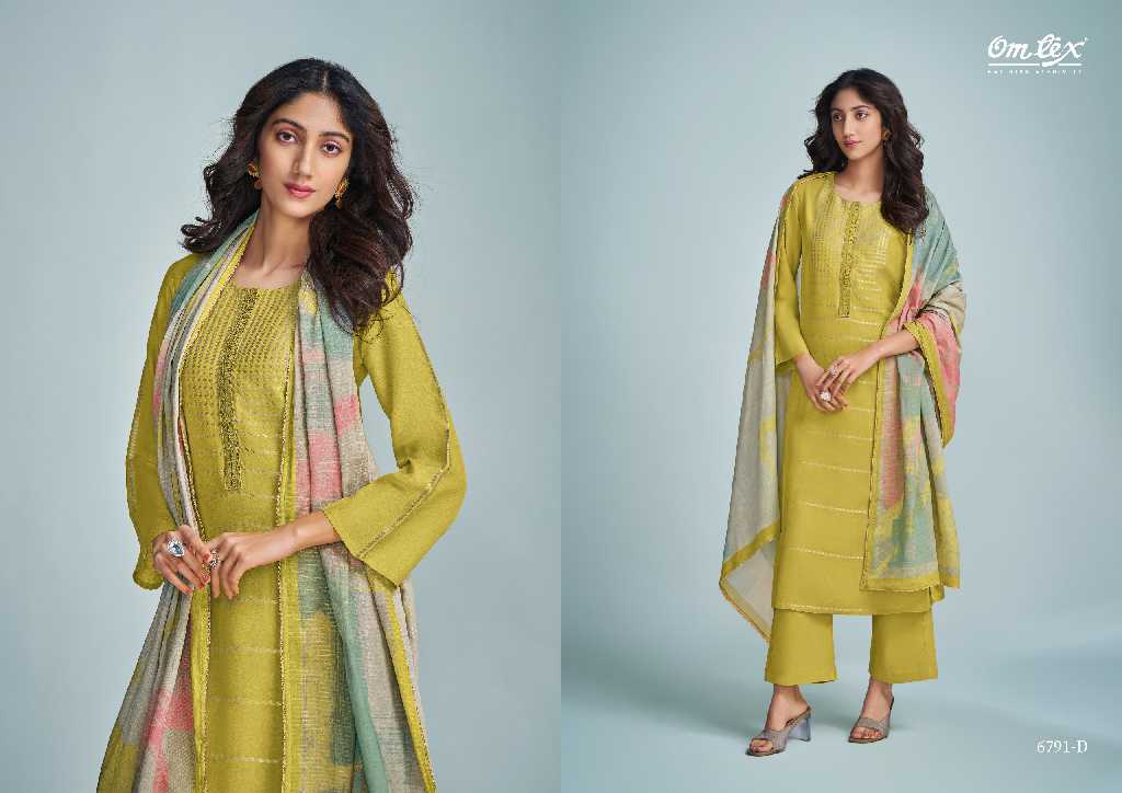 Omtex Grebe Wholesale Pure Linen Jacquard With Work Salwar Suits