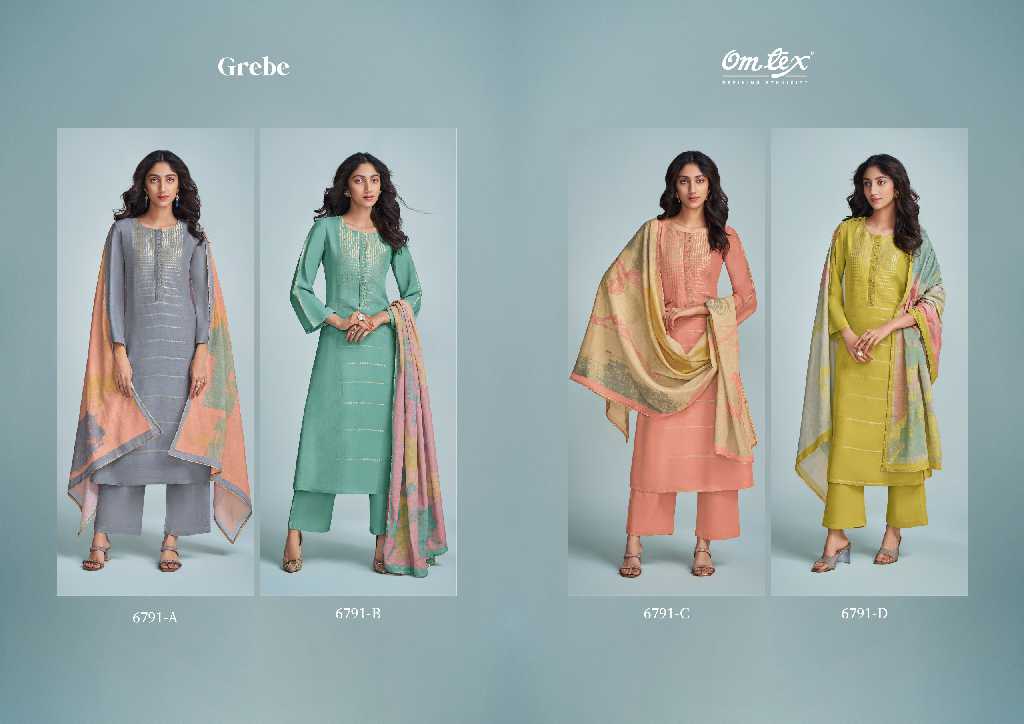 Omtex Grebe Wholesale Pure Linen Jacquard With Work Salwar Suits