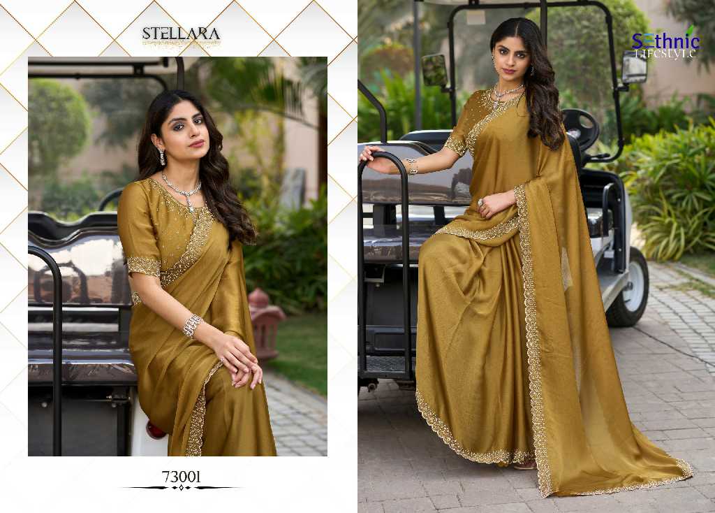Sethnic Stellara Wholesale Satin Chiffon Party Wear Indian Sarees