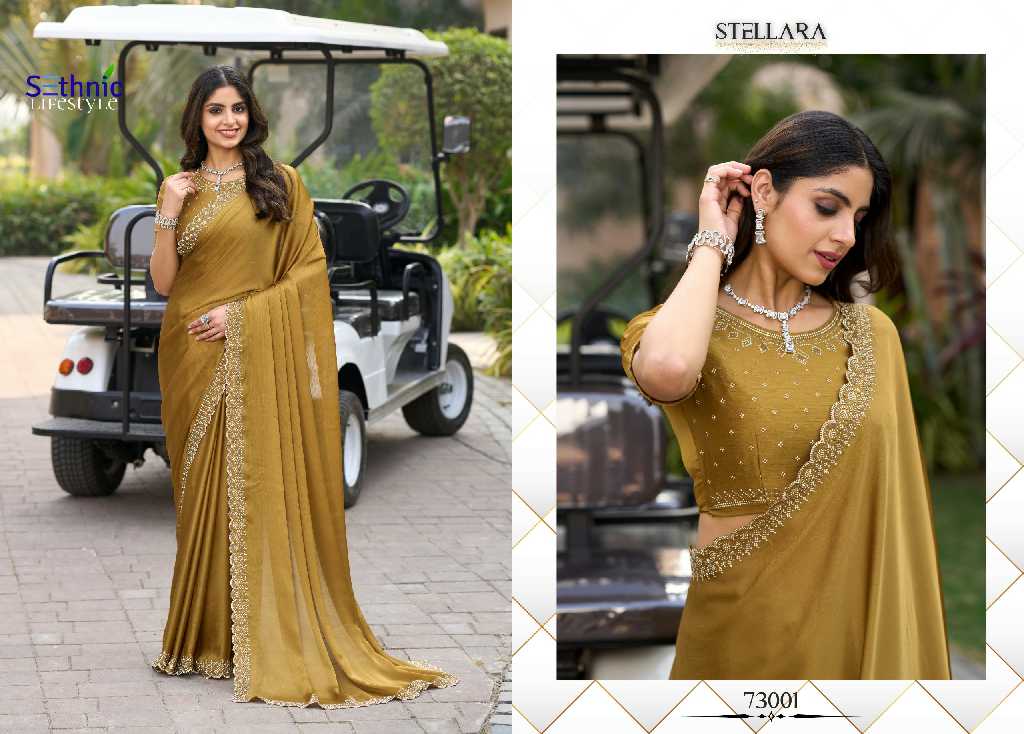 Sethnic Stellara Wholesale Satin Chiffon Party Wear Indian Sarees