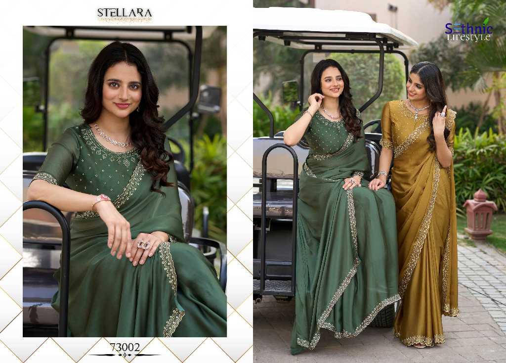 Sethnic Stellara Wholesale Satin Chiffon Party Wear Indian Sarees