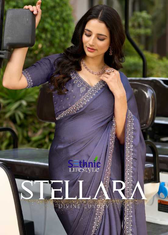 Sethnic Stellara Wholesale Satin Chiffon Party Wear Indian Sarees