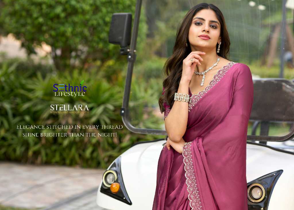 Sethnic Stellara Wholesale Satin Chiffon Party Wear Indian Sarees
