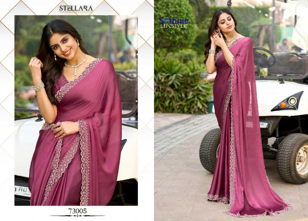 Sethnic Stellara Wholesale Satin Chiffon Party Wear Indian Sarees