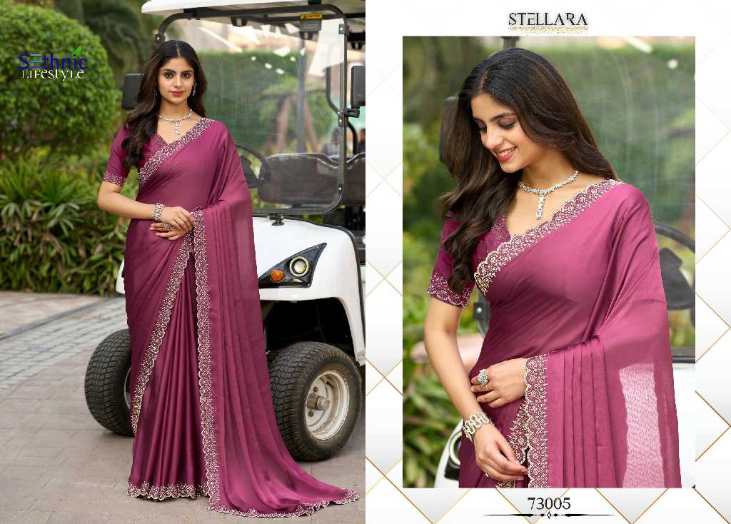 Sethnic Stellara Wholesale Satin Chiffon Party Wear Indian Sarees