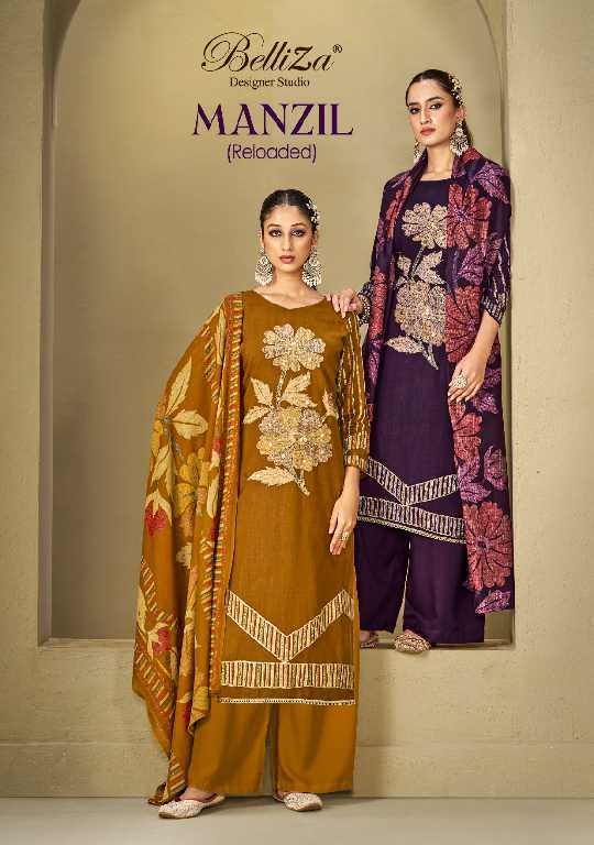 Belliza Manzil Wholesale Pure Viscose Reyon With Handwork Dress Material