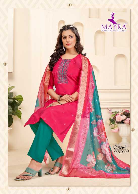 Mayra Chavi Wholesale Roman Silk Kurti With Pant And Dupatta