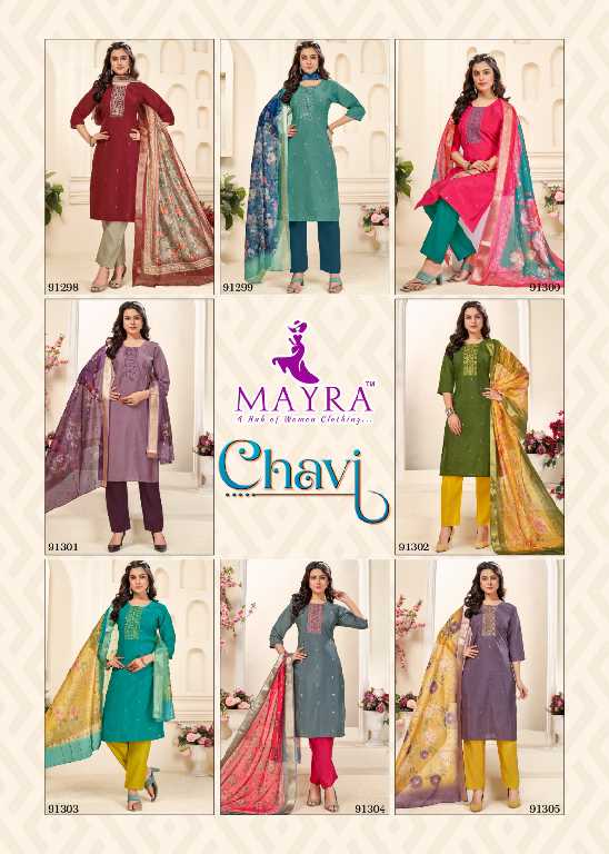 Mayra Chavi Wholesale Roman Silk Kurti With Pant And Dupatta