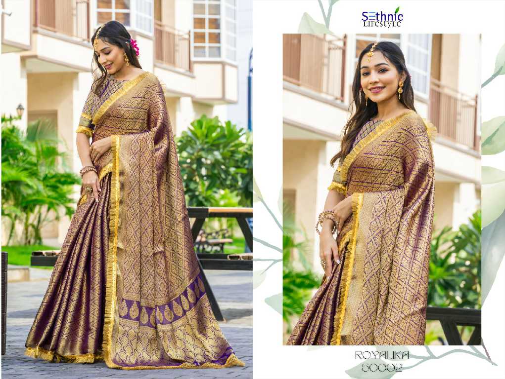sethnic lifestyle royalika borcade silk attractive look saree online