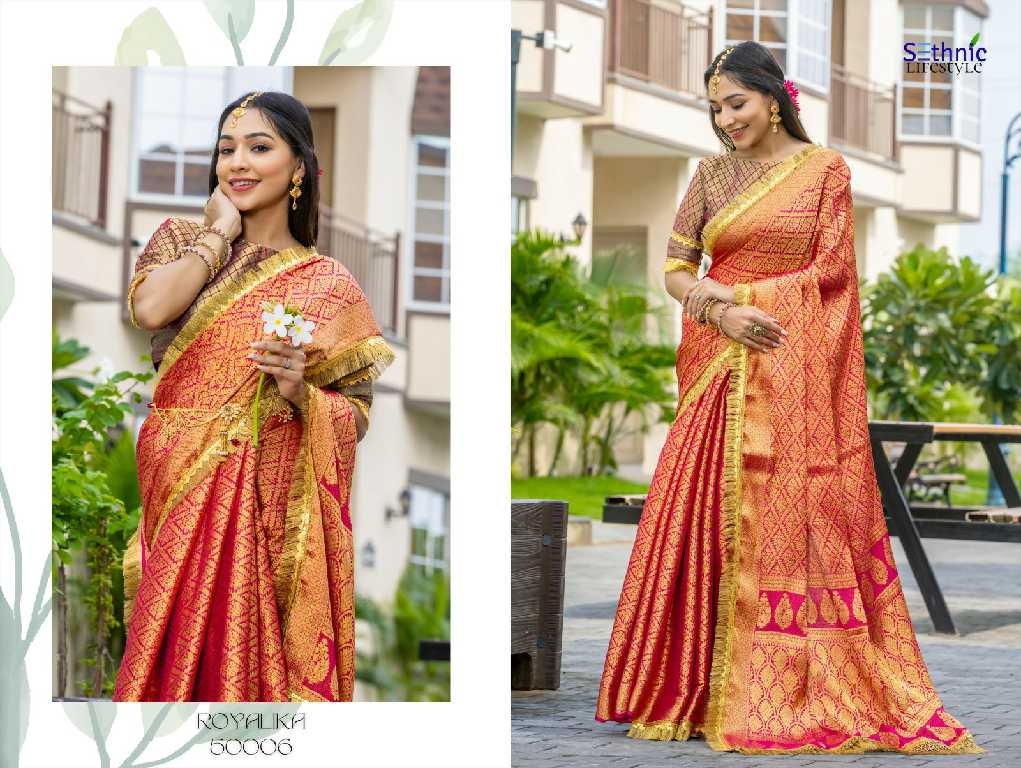 sethnic lifestyle royalika borcade silk attractive look saree online