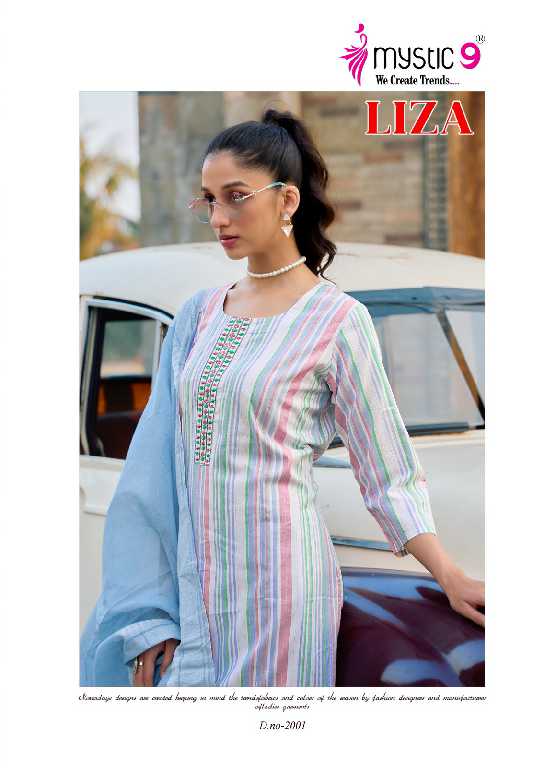 Mystic 9 Liza Vol-2 Wholesale Cotton Handloom Straight Cut Tops With Pant And Dupatta