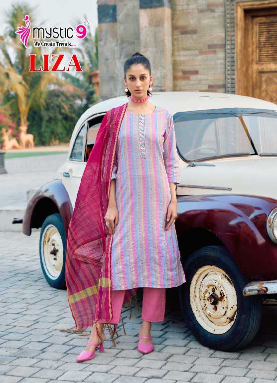 Mystic 9 Liza Vol-2 Wholesale Cotton Handloom Straight Cut Tops With Pant And Dupatta