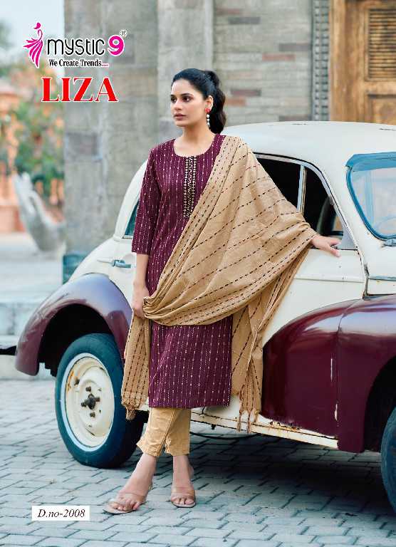 Mystic 9 Liza Vol-2 Wholesale Cotton Handloom Straight Cut Tops With Pant And Dupatta
