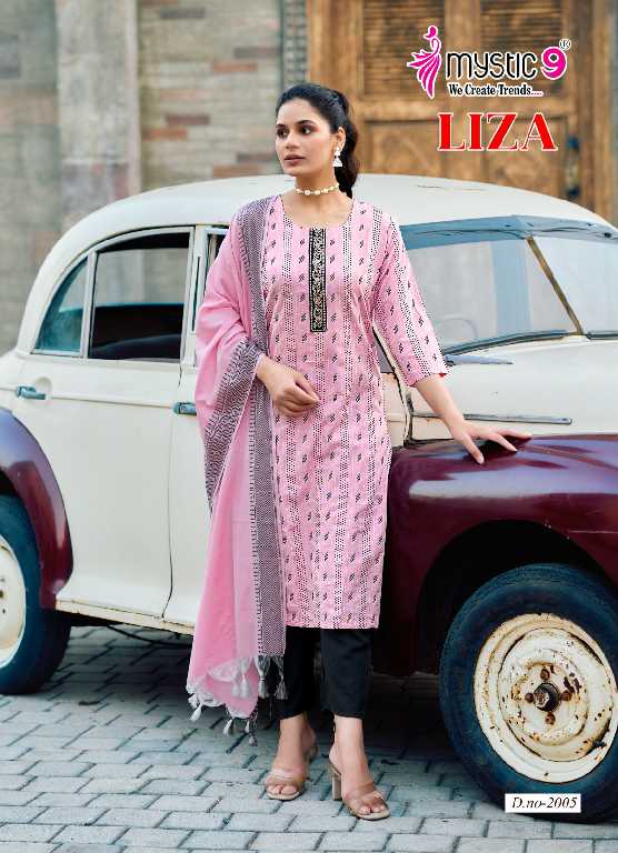 Mystic 9 Liza Vol-2 Wholesale Cotton Handloom Straight Cut Tops With Pant And Dupatta