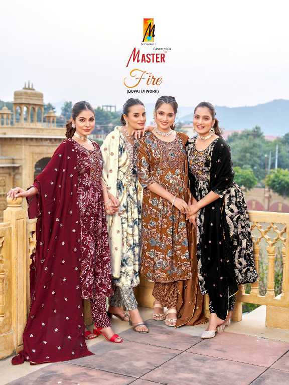Master Fire Wholesale Nayra Cut Kurti With Pant And Dupatta