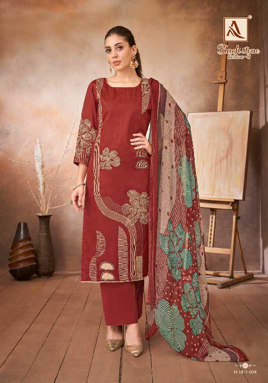 Alok Black Stone Vol-3 Wholesale Pure Zam With Exclusive Hand Work Dress Material