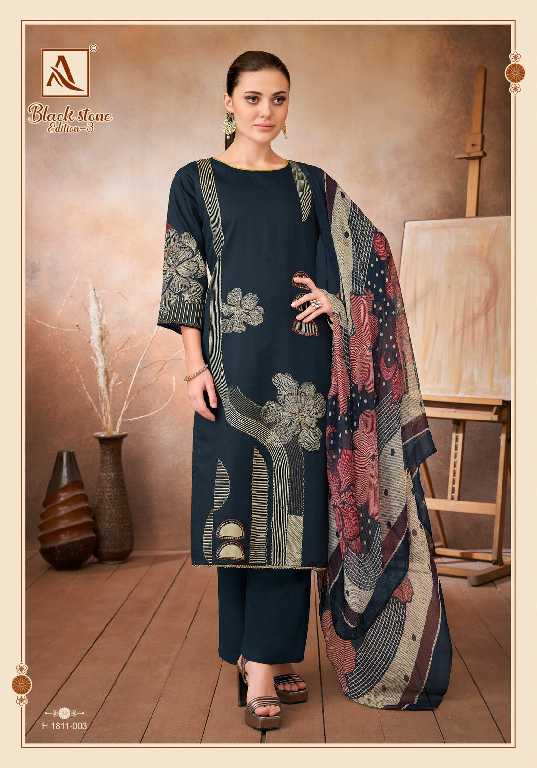 Alok Black Stone Vol-3 Wholesale Pure Zam With Exclusive Hand Work Dress Material
