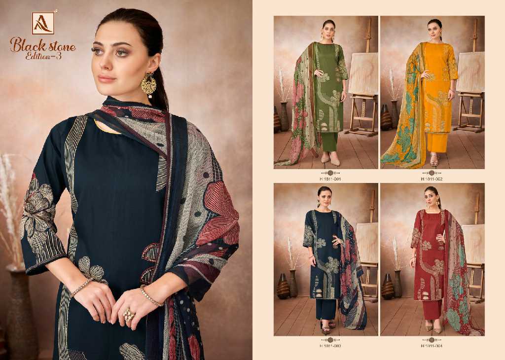 Alok Black Stone Vol-3 Wholesale Pure Zam With Exclusive Hand Work Dress Material