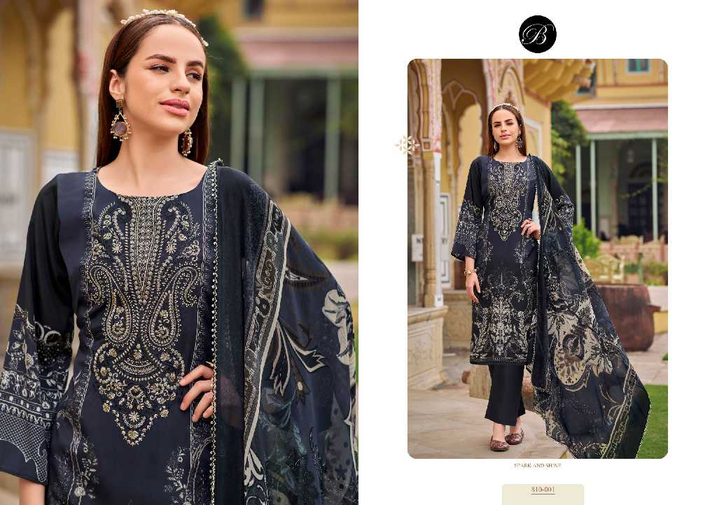 Belliza Gazal Wholesale Pure Crepe With Self Embroidery Dress Material