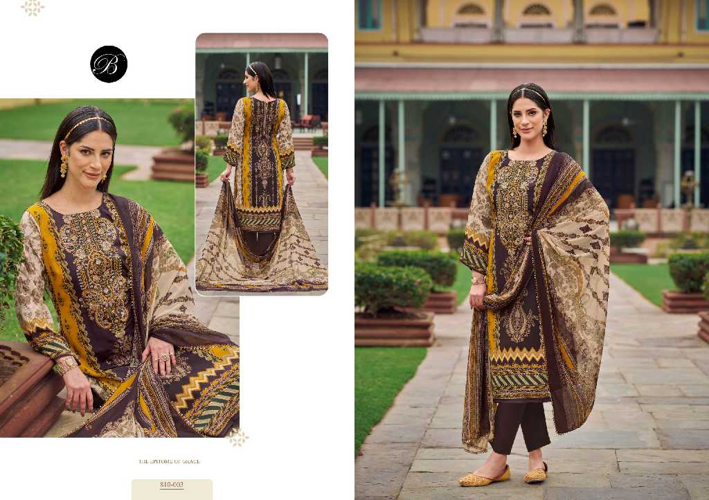 Belliza Gazal Wholesale Pure Crepe With Self Embroidery Dress Material