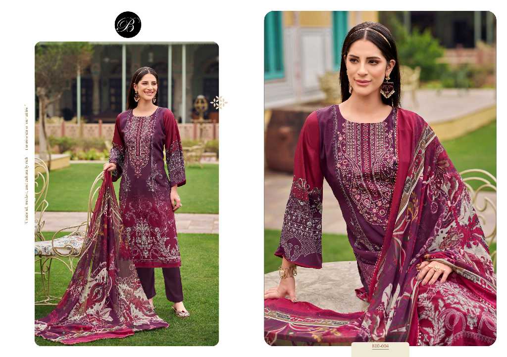 Belliza Gazal Wholesale Pure Crepe With Self Embroidery Dress Material