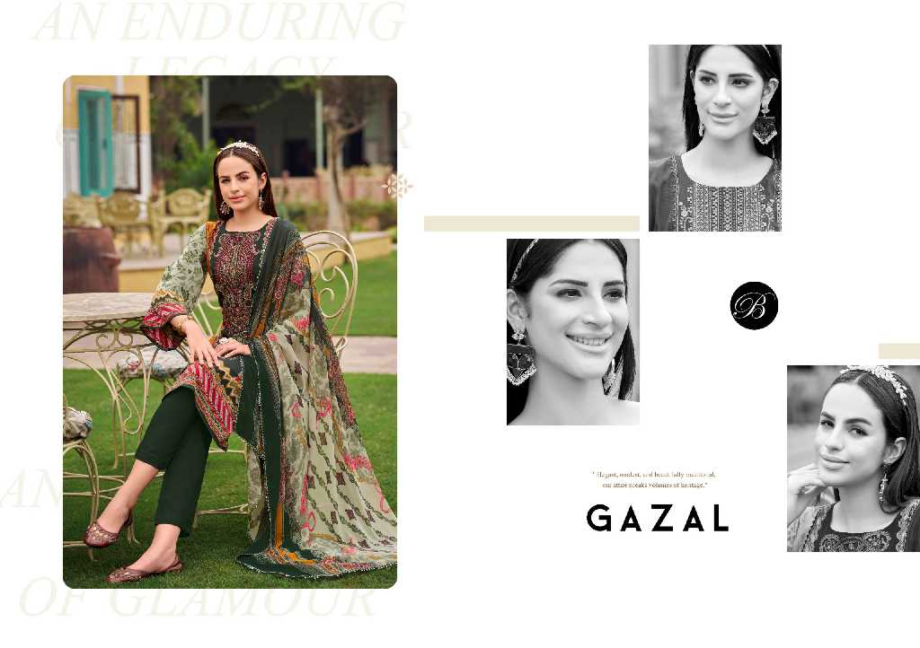Belliza Gazal Wholesale Pure Crepe With Self Embroidery Dress Material