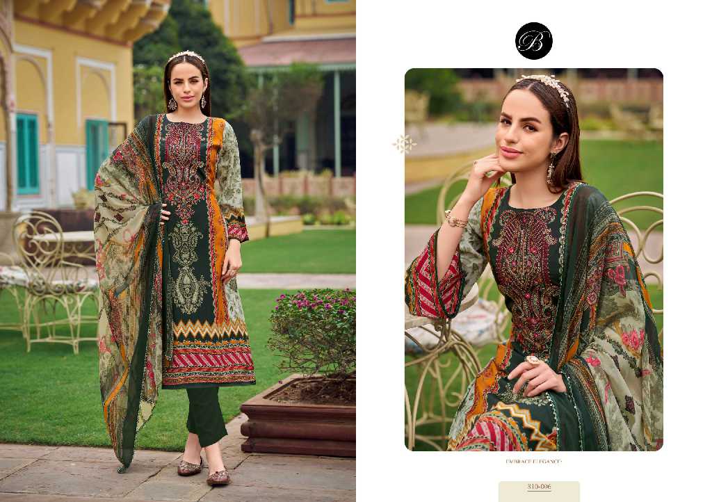 Belliza Gazal Wholesale Pure Crepe With Self Embroidery Dress Material