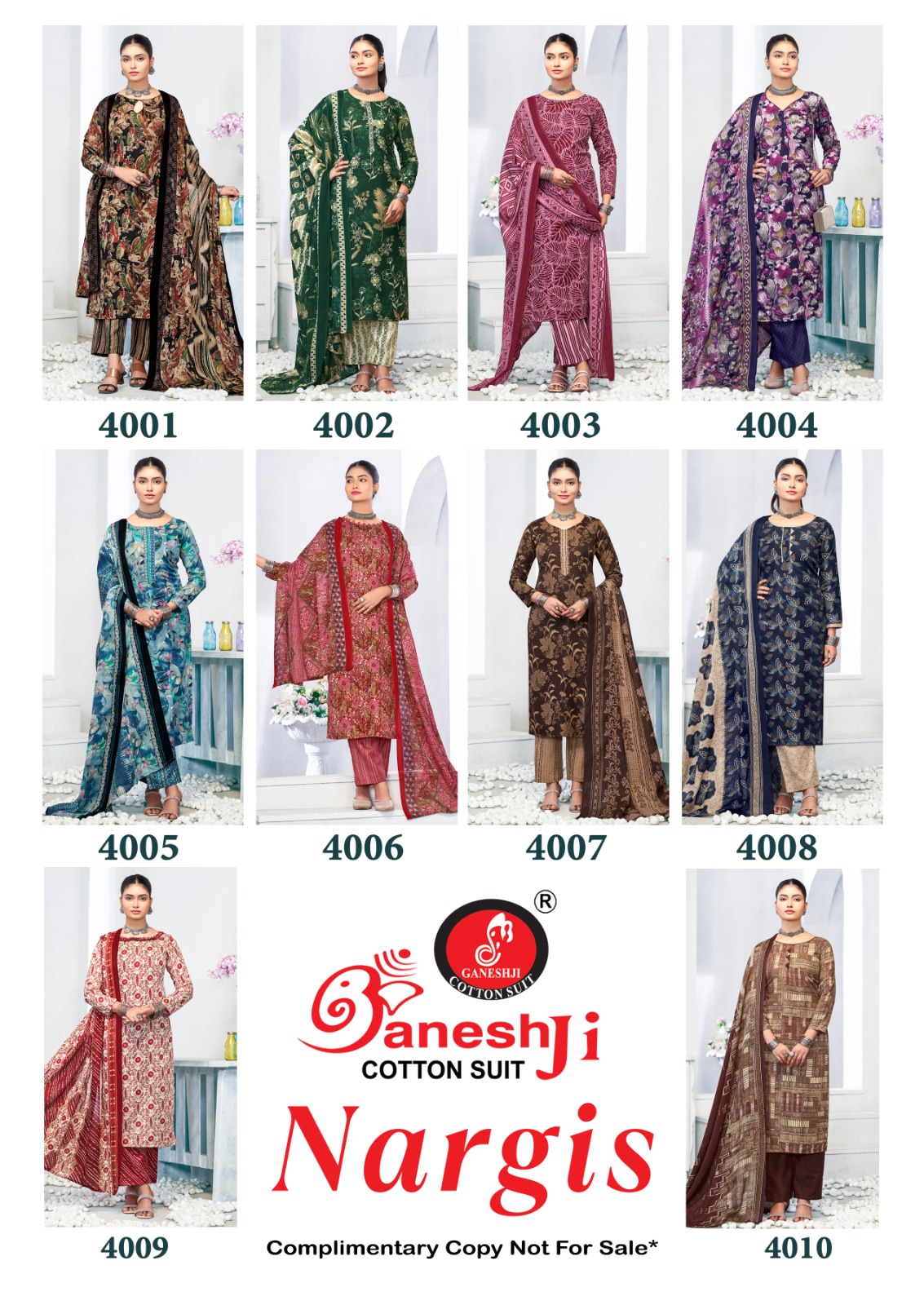 Ganeshji Nargis Vol-4 Wholesale Pure Cotton Printed Dress Material