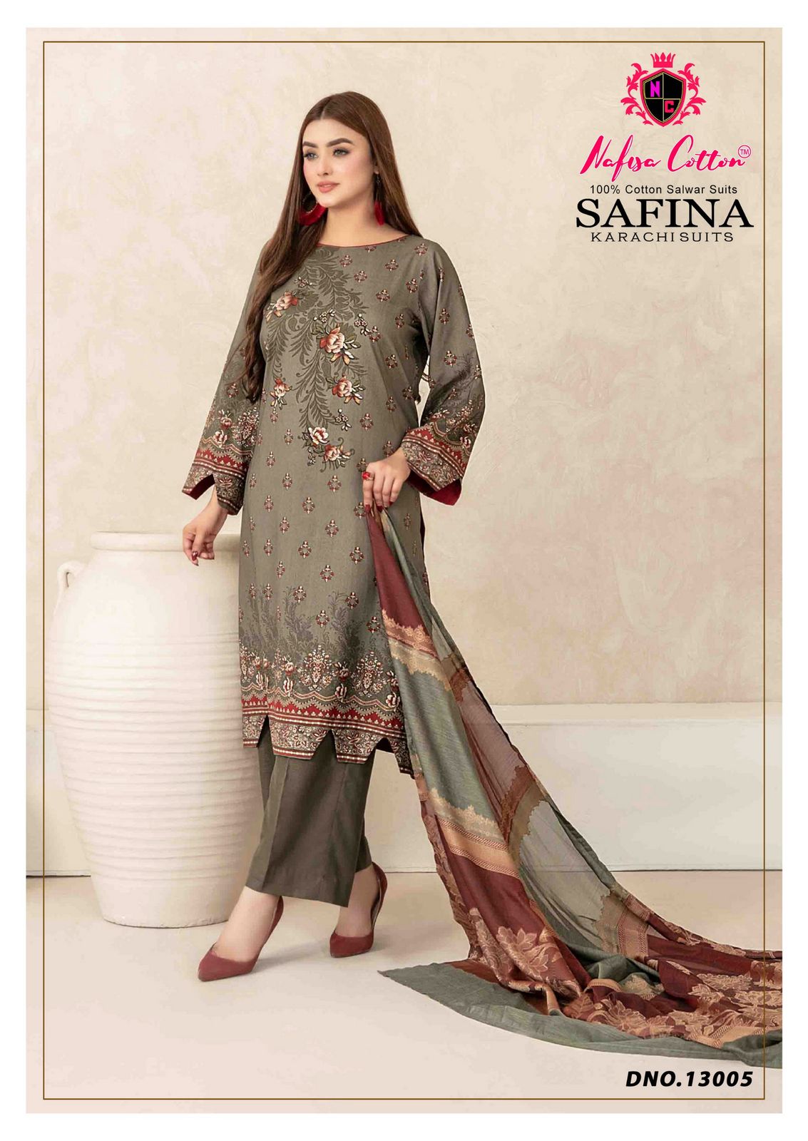 NAFISA SAFINA KARACHI SUITS VOL 13 PAKISTANI CASUAL WEAR DRESS MATERIAL