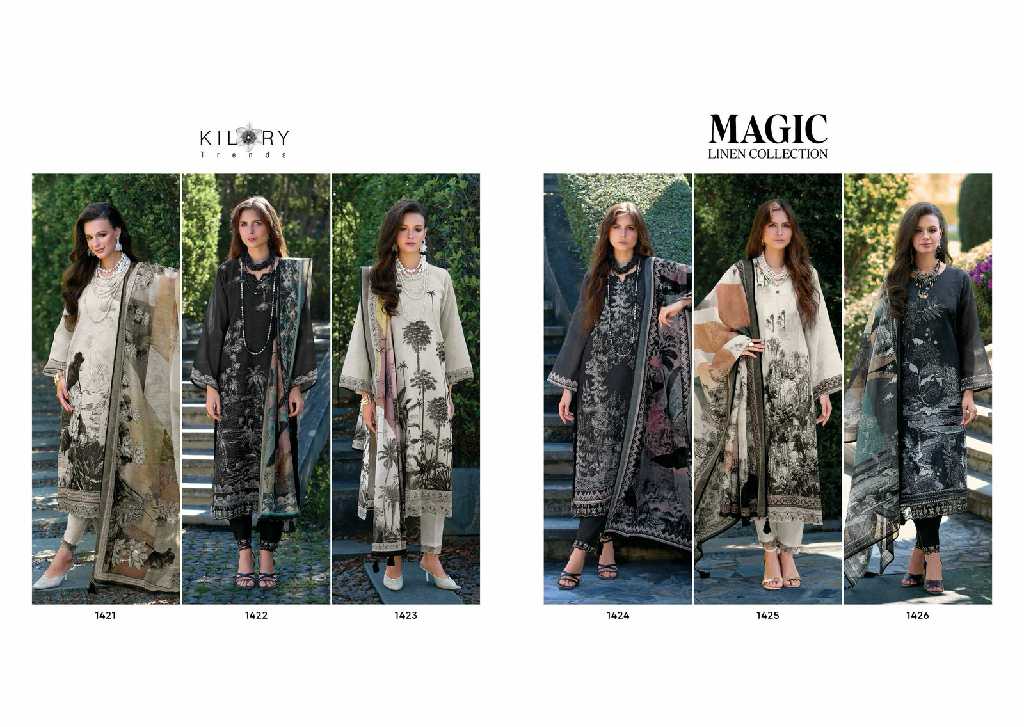 magic by kilory trends linen pretty look pakistani 3pcs dress