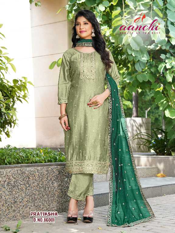 pratiksha by aanchi vichitra silk fully stitch elegant style 3pcs dress