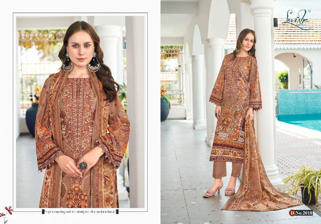 Levisha Naira Nx Vol-14 Wholesale Cambric Cotton With Self Embroidery Dress Material