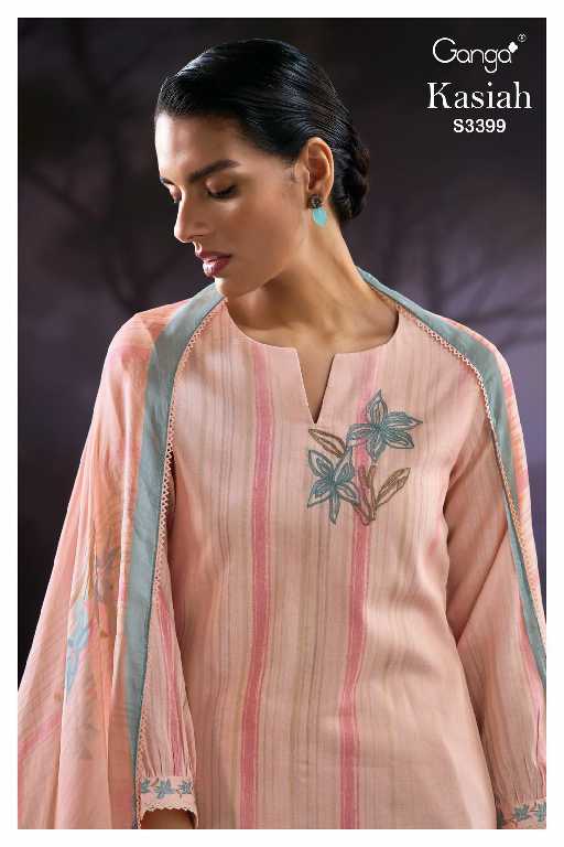 Ganga Kasiah S3399 Wholesale Cotton Dobby With Embroidery Salwar Suits