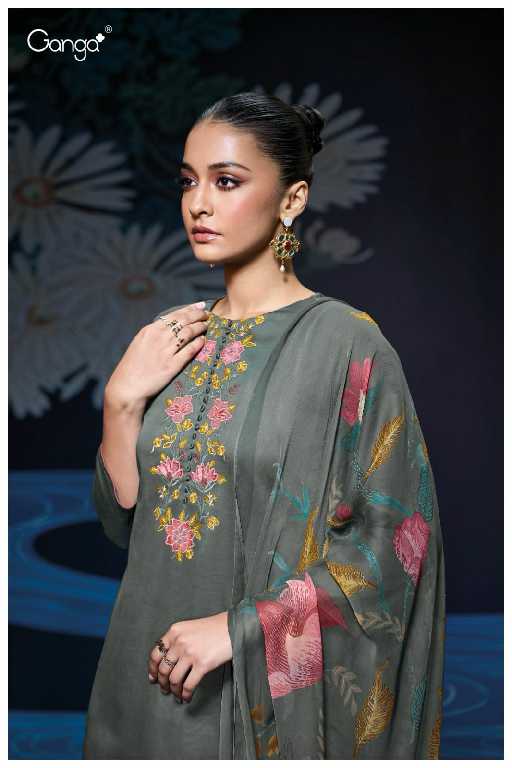 Ganga Jaime S3241 Wholesale Cotton Satin With Embroidery Salwar Suits