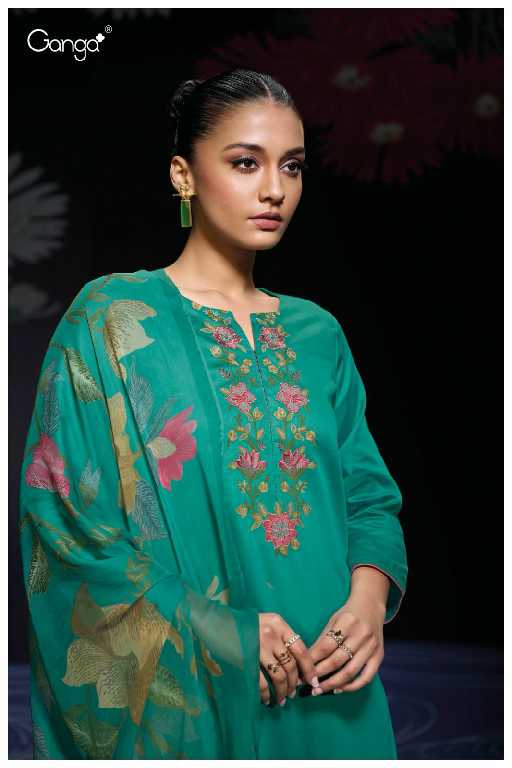 Ganga Jaime S3241 Wholesale Cotton Satin With Embroidery Salwar Suits