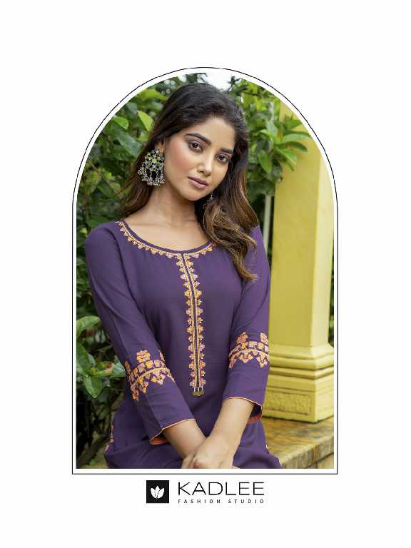 Kadlee Chanchal Wholesale Heavy Reyon Embroidery Long Kurtis Catalog