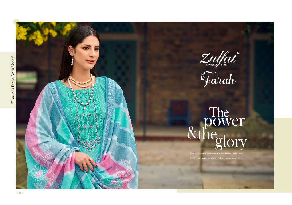 Zulfat Farah Wholesale Pure Cotton With Heavy Embroidery Work Dress Material