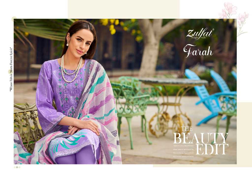 Zulfat Farah Wholesale Pure Cotton With Heavy Embroidery Work Dress Material