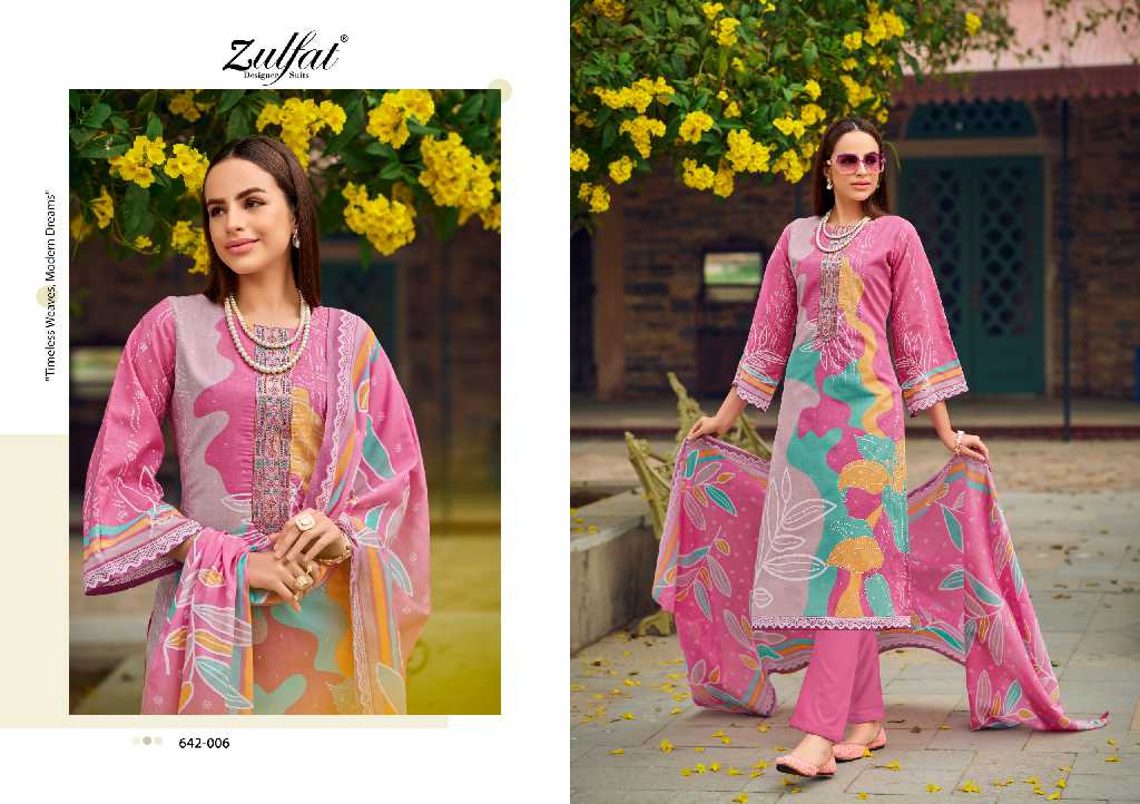 Zulfat Farah Wholesale Pure Cotton With Heavy Embroidery Work Dress Material