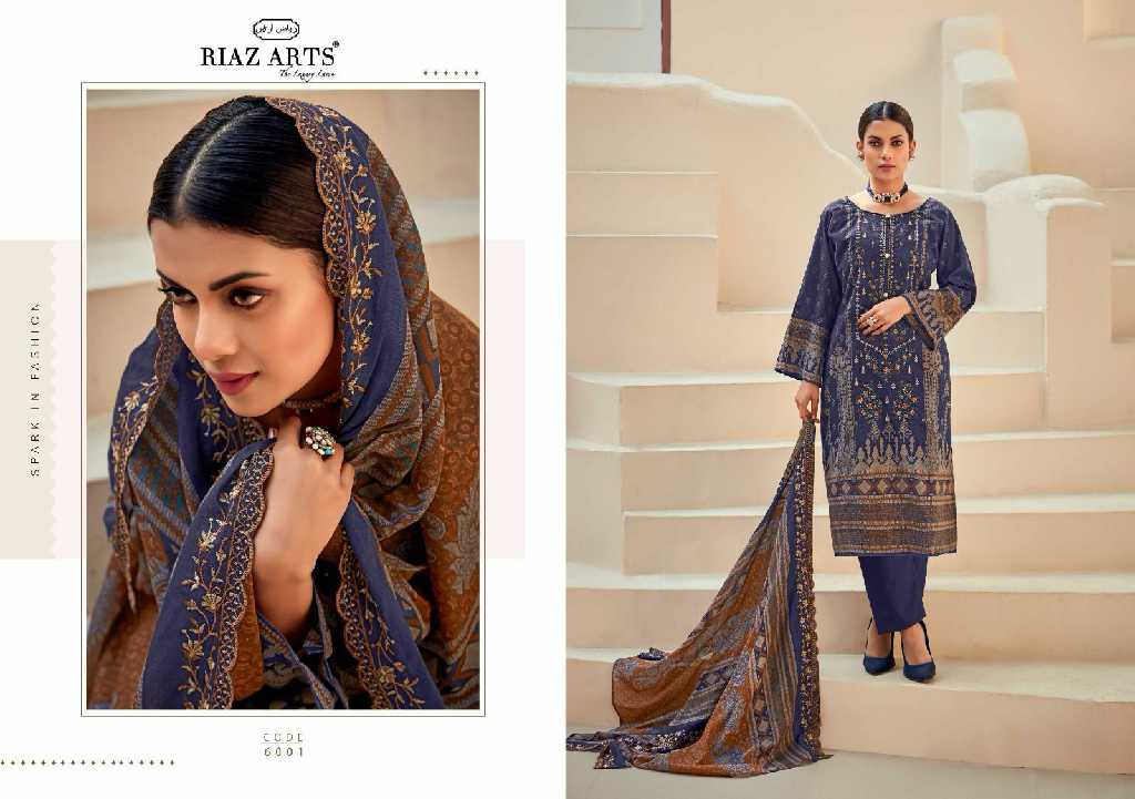 Riaz Arts Bin Saeed Vol-6 Wholesale Pure Cotton With Embroidery Dress Material