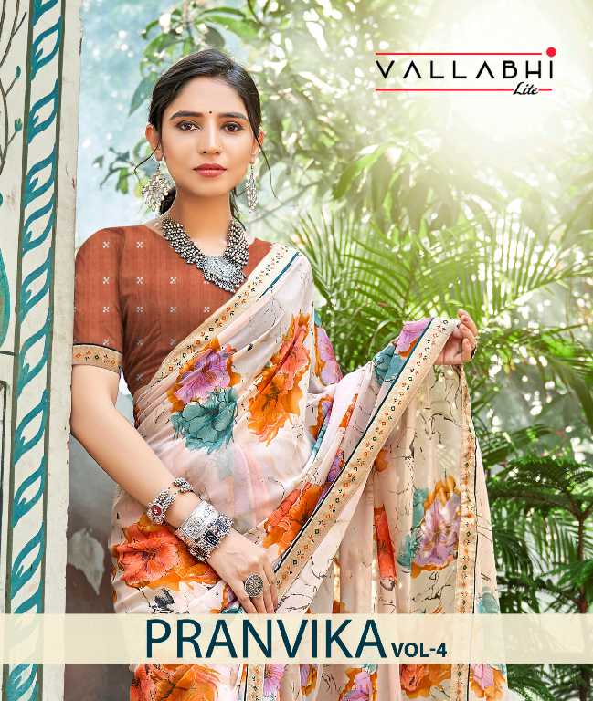 vallabhi prints pranvika Vol-4 summer wear georgette floral print saree