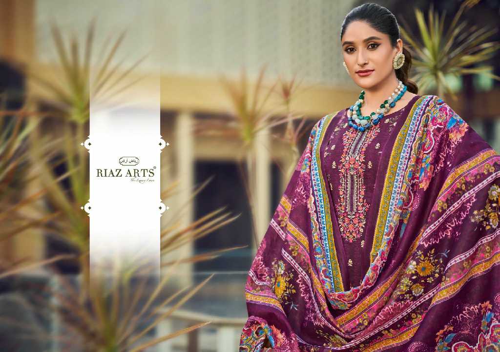 Riaz Arts Qurbat Wholesale Pure Karachi Lawn With Work Dress Material
