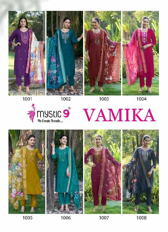 Mystic 9 Vamika Vol-1 Wholesale Straight Cut 3 Piece Readymade Salwar Suits