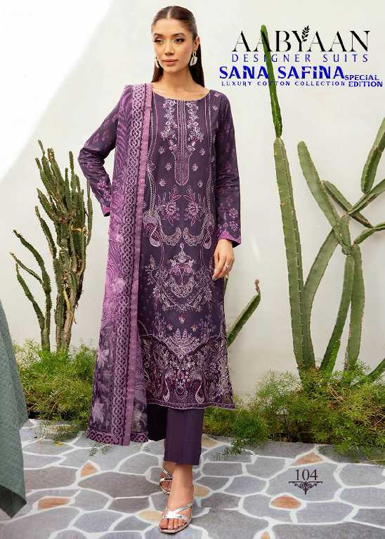 Aabyaan Sana Safina Special Edition Wholesale Luxury Cotton Printed Dress Material